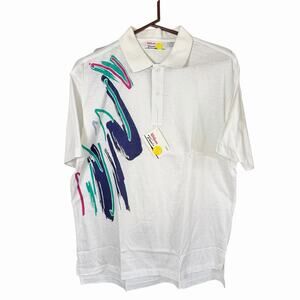Vtg 80s 90s Wilson Tennis Shirts Large Men's White S/S Hong Kong Dead Stock NWT